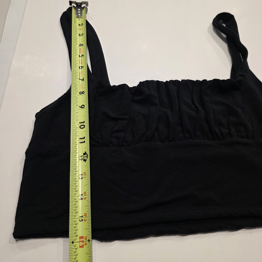 Wilfred Free Black Ruched Crop Tank Top Size XL Aritzia - Picture 7 of 7